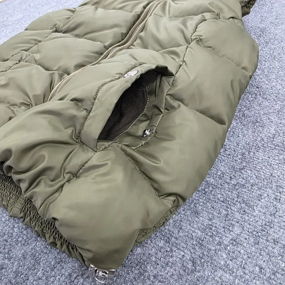 Eddie Bauer Vest Womens XS Green Hooded Goose Down 650 Fill Power Sherpa Lined